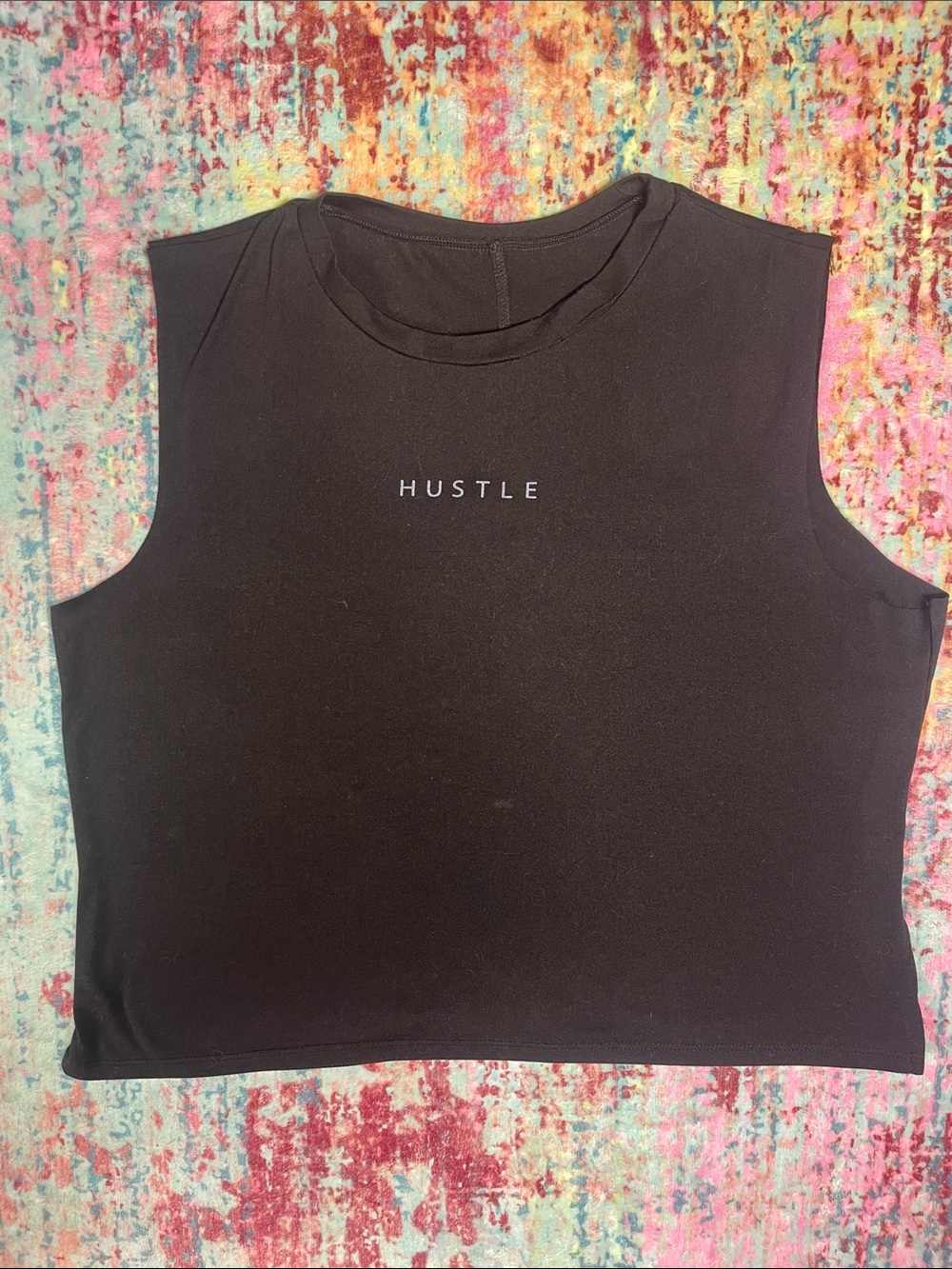 💕Hustler Hollywood Black Cropped Muscle Tank with 'HUSTLE' Logo